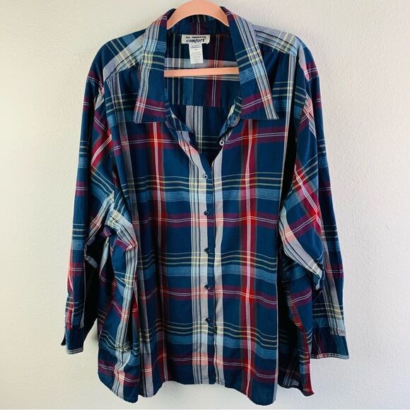 All American Comfort Blue Plaid Long Sleeve Shirt - Picture 1 of 3